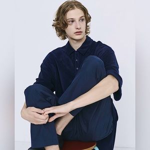 ATON Tokyo navy terry cloth Polo Shirt SZ 4